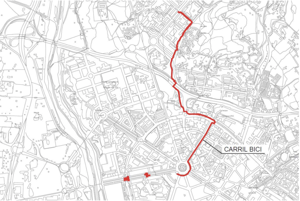 Traçat del carril bici educatiu entre Sescelades i Campus Catalunya