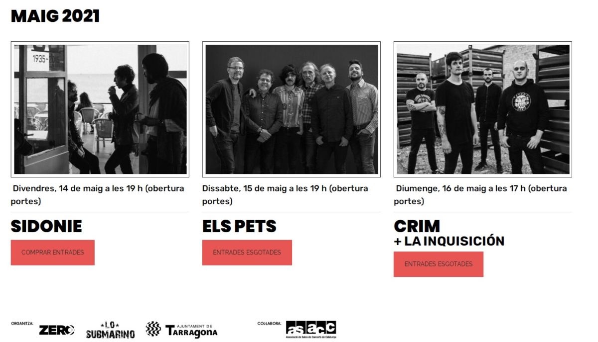 Concerts de Sidonie, Els Pets, Crim i la Inquisición.