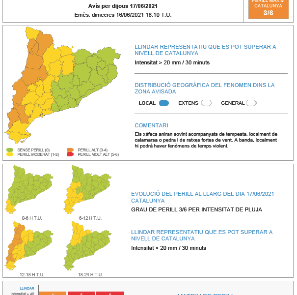 Infografia amb la previsió de pluges per aquest dijous.