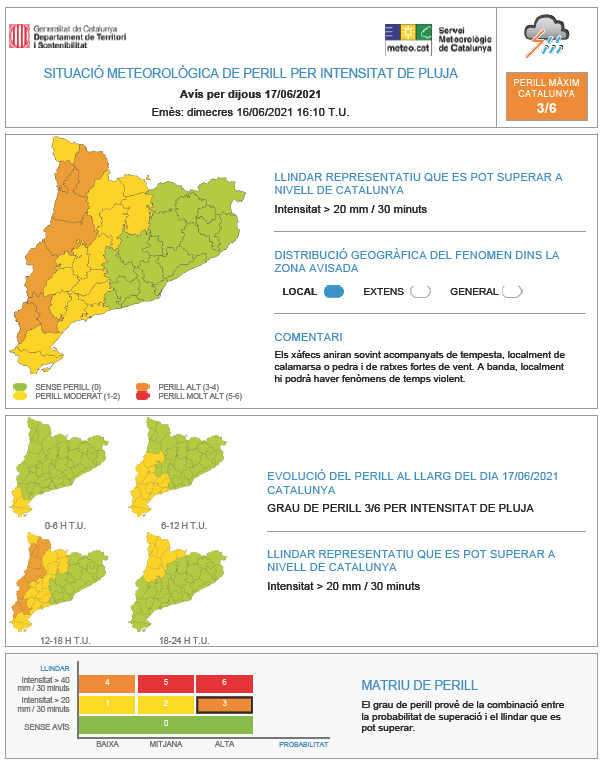 Infografia amb la previsió de pluges per aquest dijous.