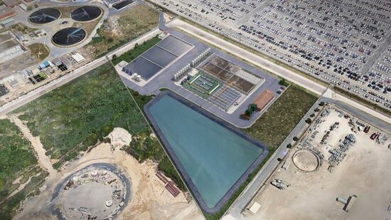 Panoràmica aèria de la planta de regeneració que opera Aitasa (Aguas Industriales de Tarragona)