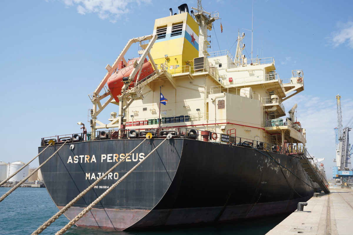 L’Astra Perseus, el vaixell que transporta la mercaderia cap al sud-oest asiàtic.