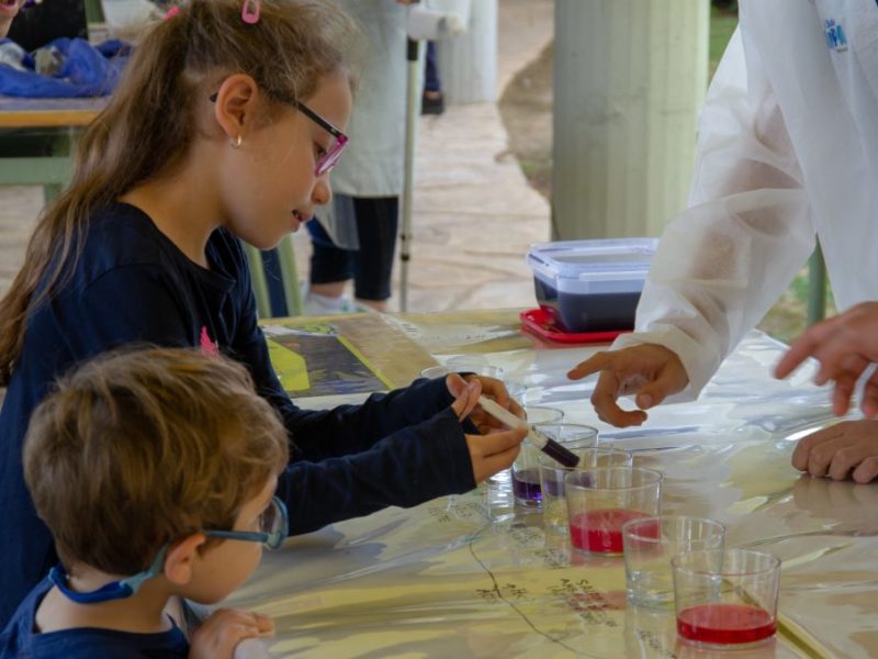 Uns alumnes que han participat de la prova pilot fent un dels experiments que proposa el programa.