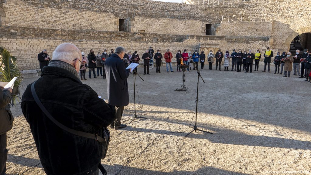 Pregària a Sant Fructuós d'aquest 2022, celebrada a l'amfiteatre romà. Foto: Arquebisbat de Tarragona.