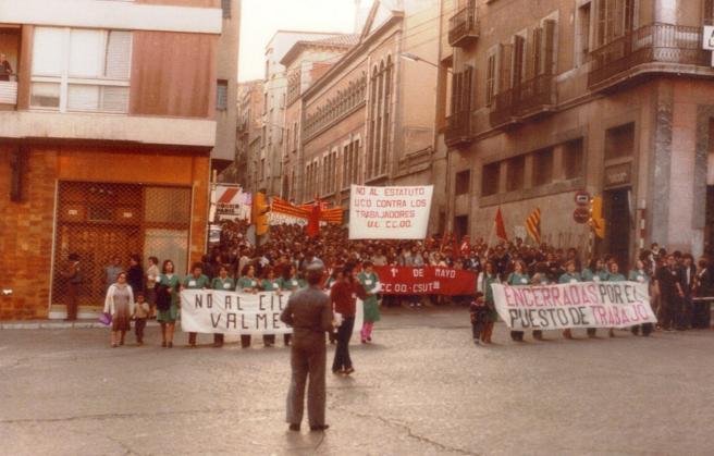 Manifestació de les treballadores de la fàbrica alemanya tèxtil Seidensticker, posteriorment Valmeline, de Tarragona durant la dècada dels setanta. Foto: cedida.