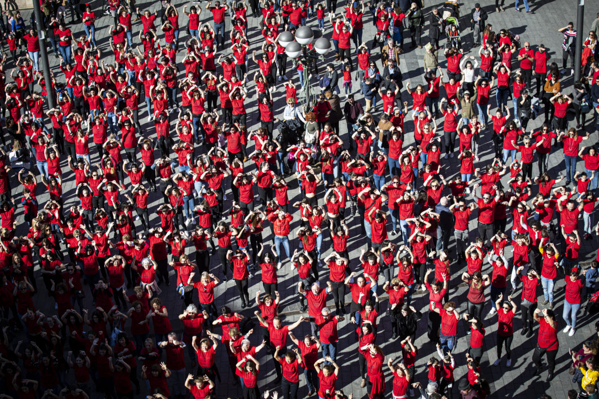 Moment de la flashmob que es va fer en l'edició del 2020. Foto: Alba Rodríguez.