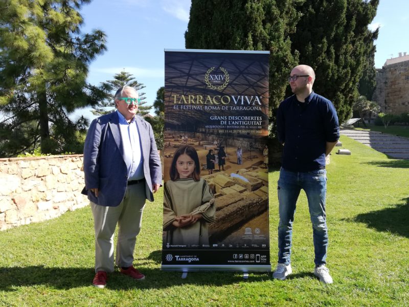 Magí Seritjol i Hermán Pinedo durant la roda de premsa de presentació de Tarraco Viva 2022.