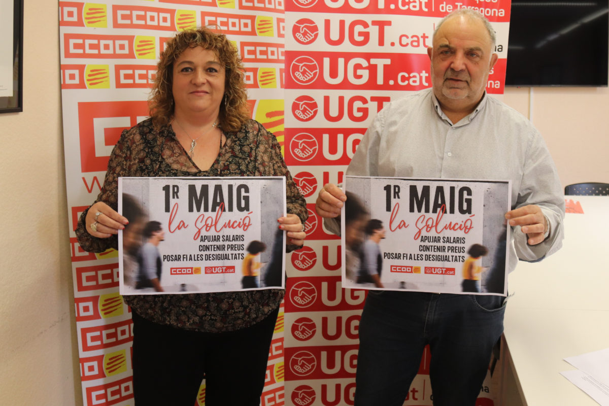 Mercè Puig (CCOO) i Joan Llort (UGT