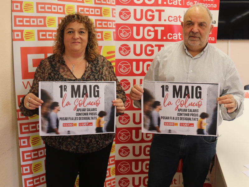 Mercè Puig (CCOO) i Joan Llort (UGT