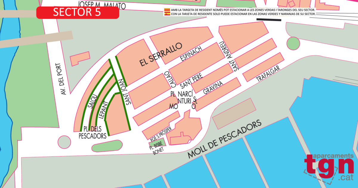 Serrallo plano zona aparcament regulat