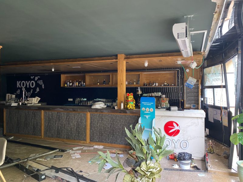 Interior del restaurant Koyo després de l'explosió