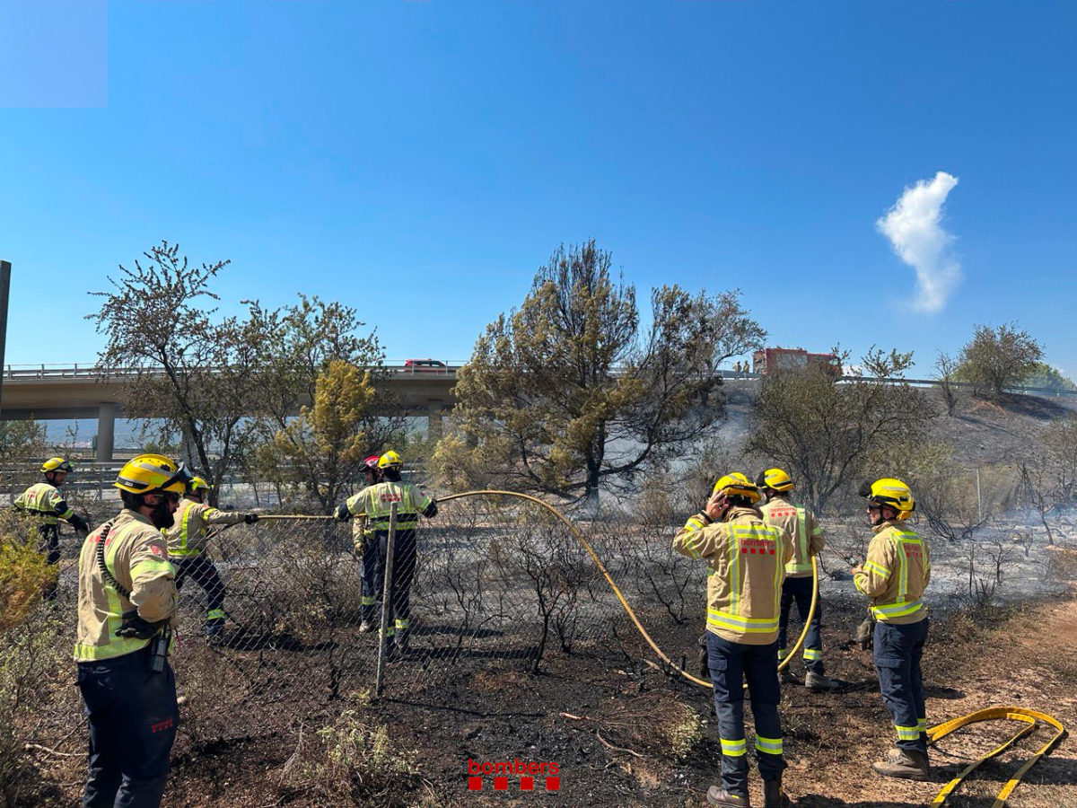 Els Bombers treballen en un incendi de vegetació al voral de l'AP-2 al Pla de Santa Maria Data de publicació: dimarts 22 d’agost del 2023, 15:59 Localització: Tarragona Autor: Bombers