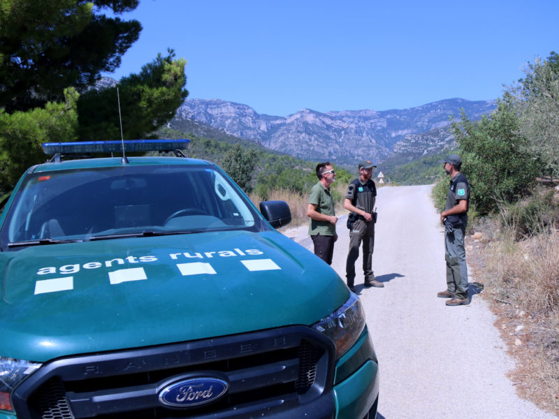 Control d'Agents Rurals i Forestal Catalana per evitar l'accés al parc natural dels Ports, a la pista del barranc de la Vall Data de publicació: dilluns 21 d’agost del 2023, 14:31 Localització: Barcelona Autor: Jordi Marsal